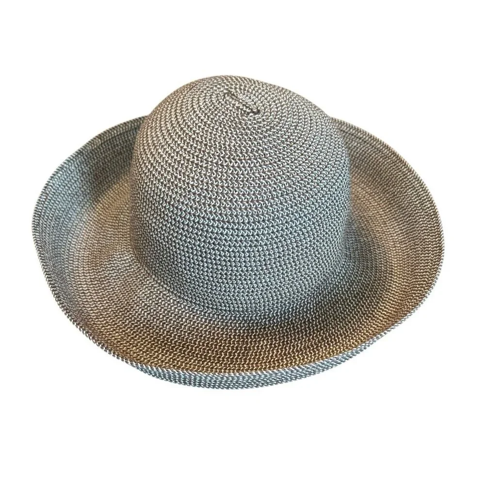 Vintage‎ Womens Woven Sun Hat Brown Wide Brimmed Brown Natural Tone Boho OSFM